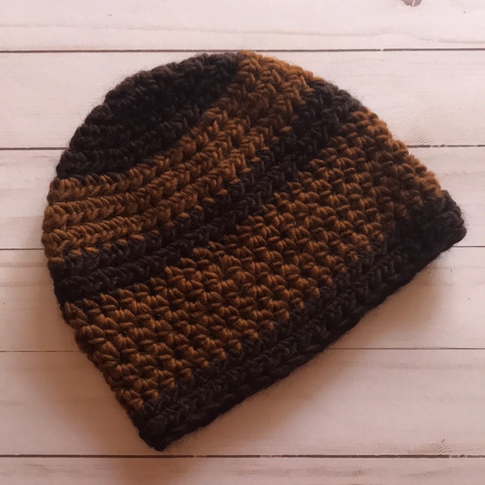 Brown & Black handmade wool hat